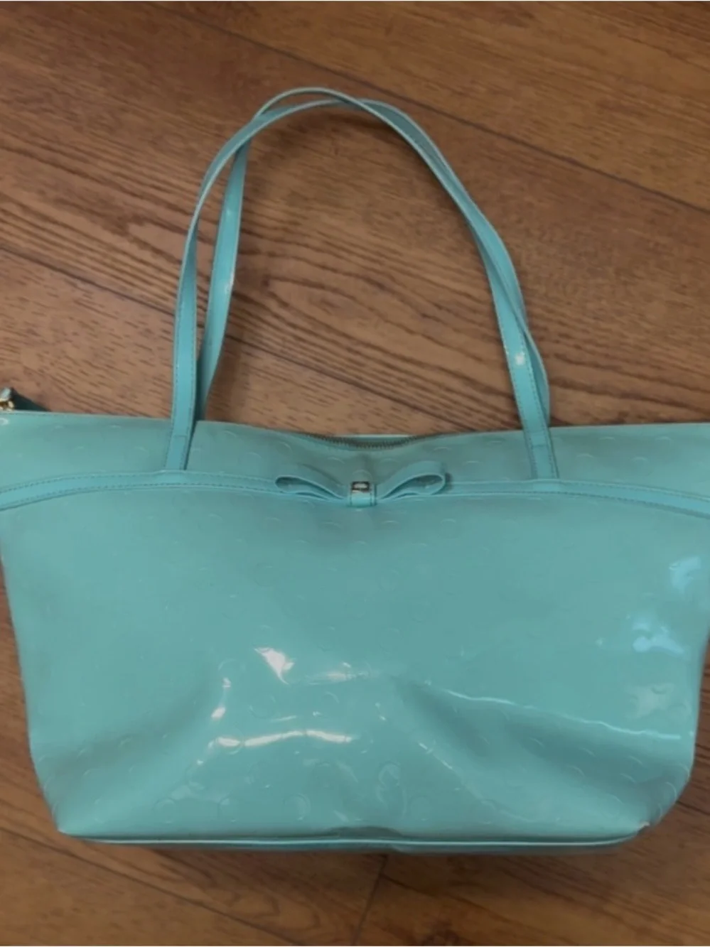 Kate Spade Patent Tote Bag in Light Teal - Elegant Everyday Carry